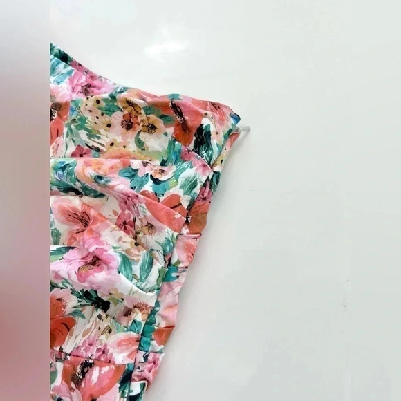 Zara One Shoulder Ruched Floral Mini Dress Size Medium - Picture 8 of 11